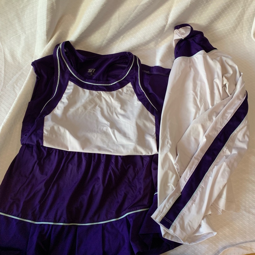 Tennis top, skirt, and long sleeve set